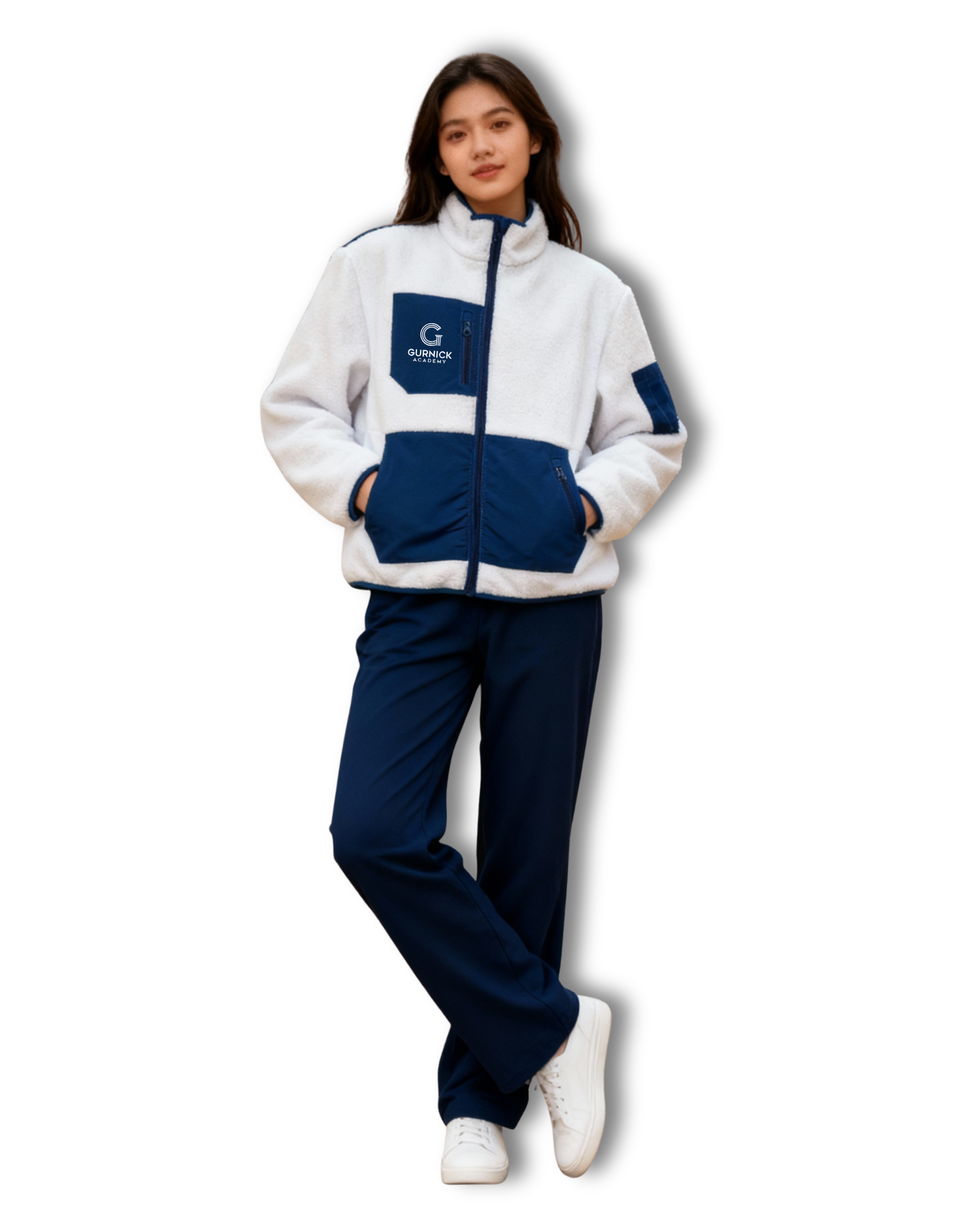 GA - White and Blue Sherpa Jacket