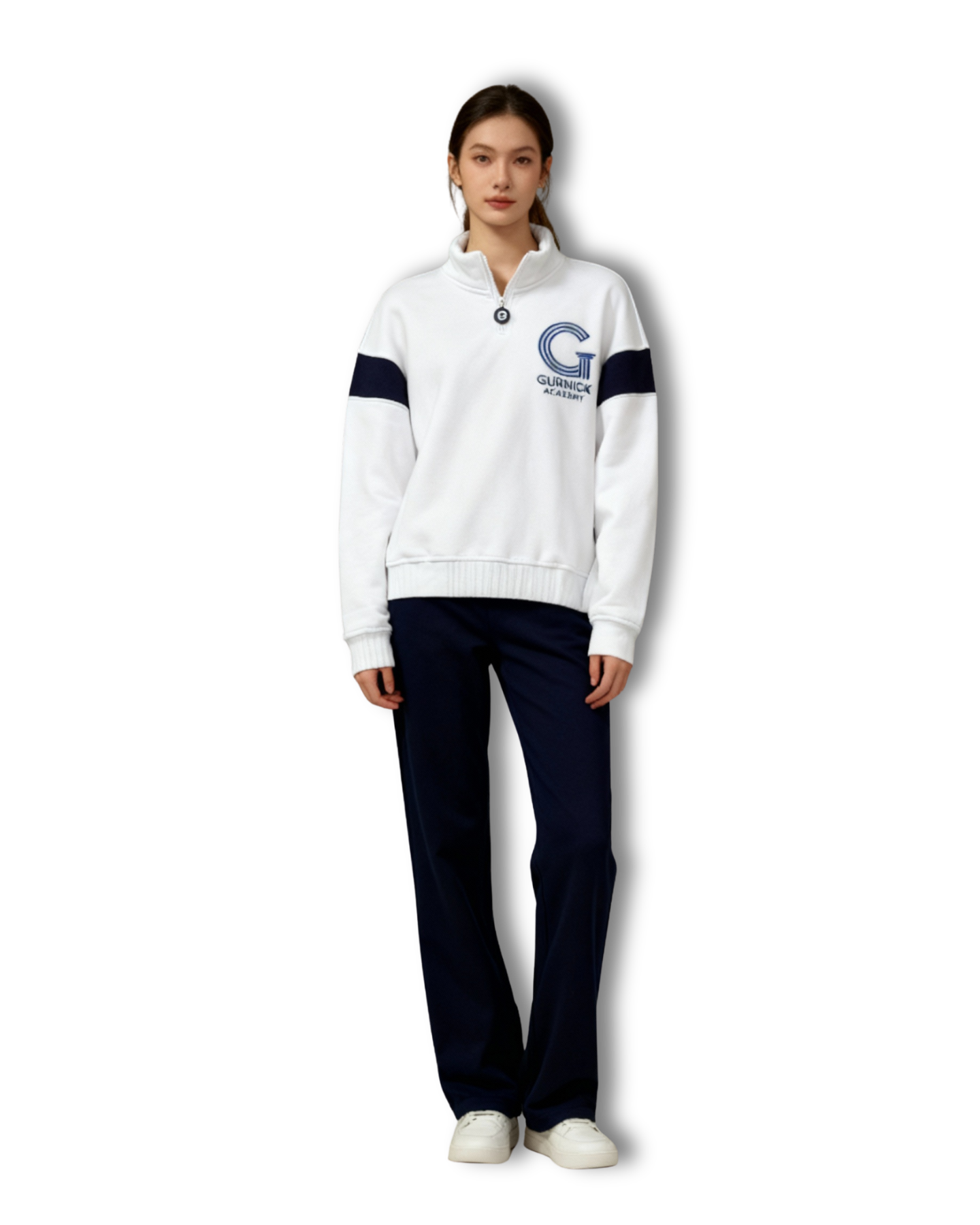 GA - White Quarter-Zip Sweatshirt