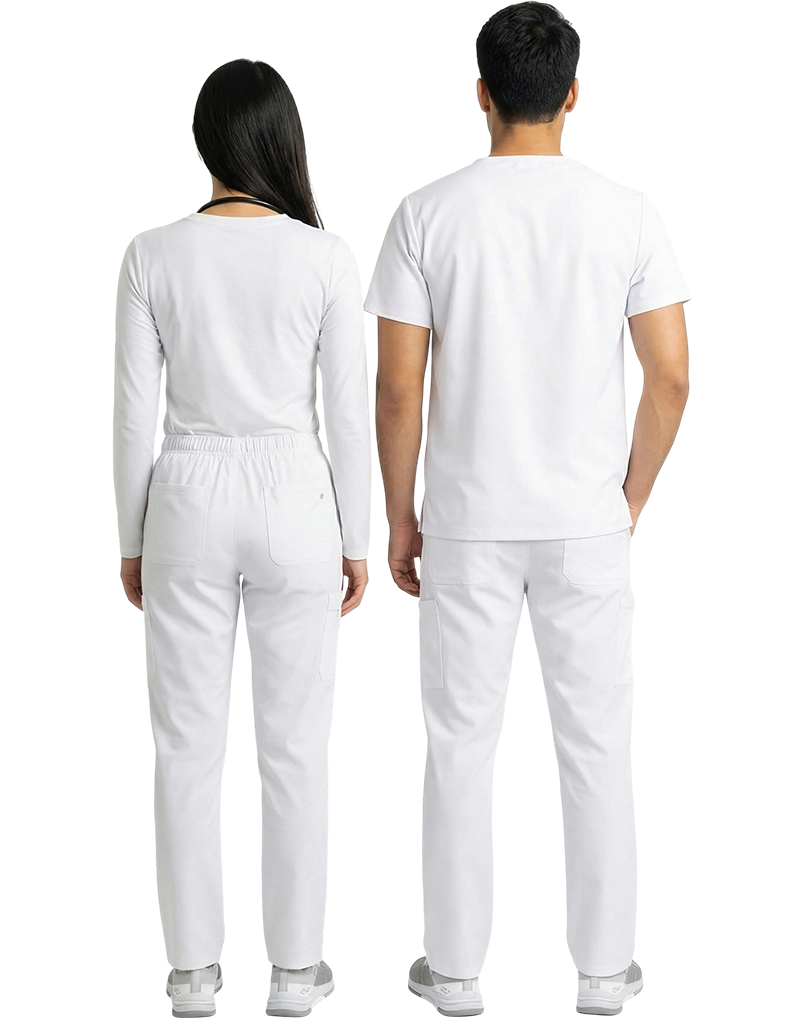 Unisex White Scrub Pants with 2 Pockets
