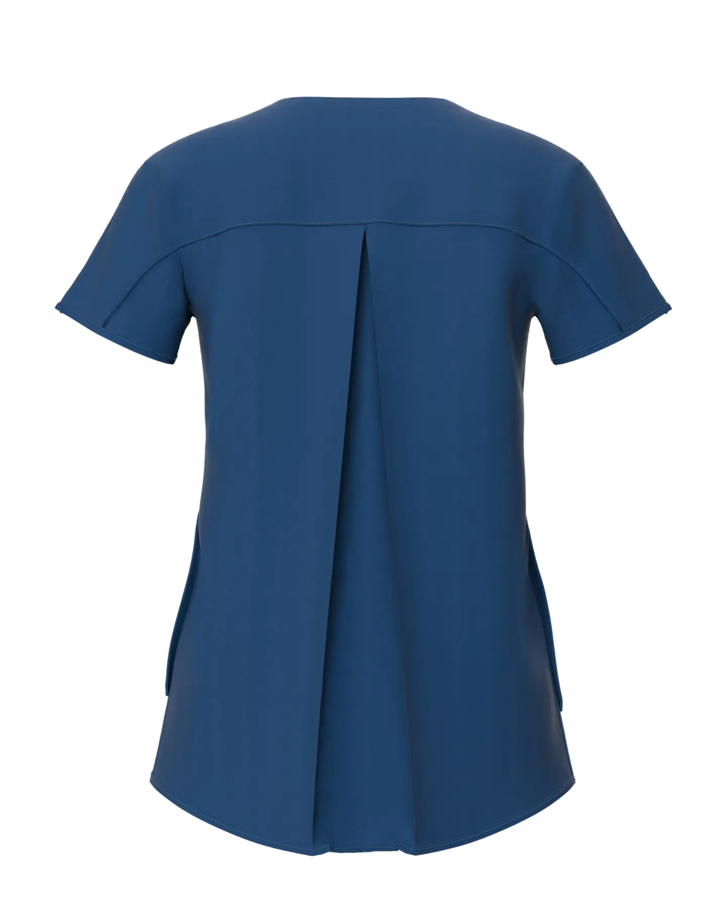 Women's Split Neck Multi-Pocket Scrub Top with Side Sllits - Rear View