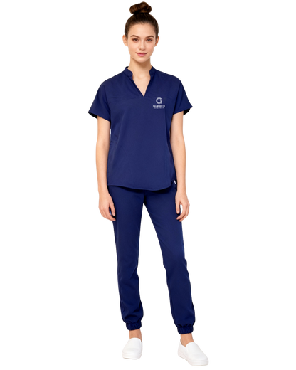 Women’s Split-Neck Multi-Pocket Scrub Top