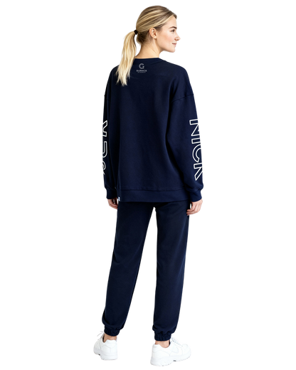 Gurnick Academy Blue Oversize Crew-neck Sweater