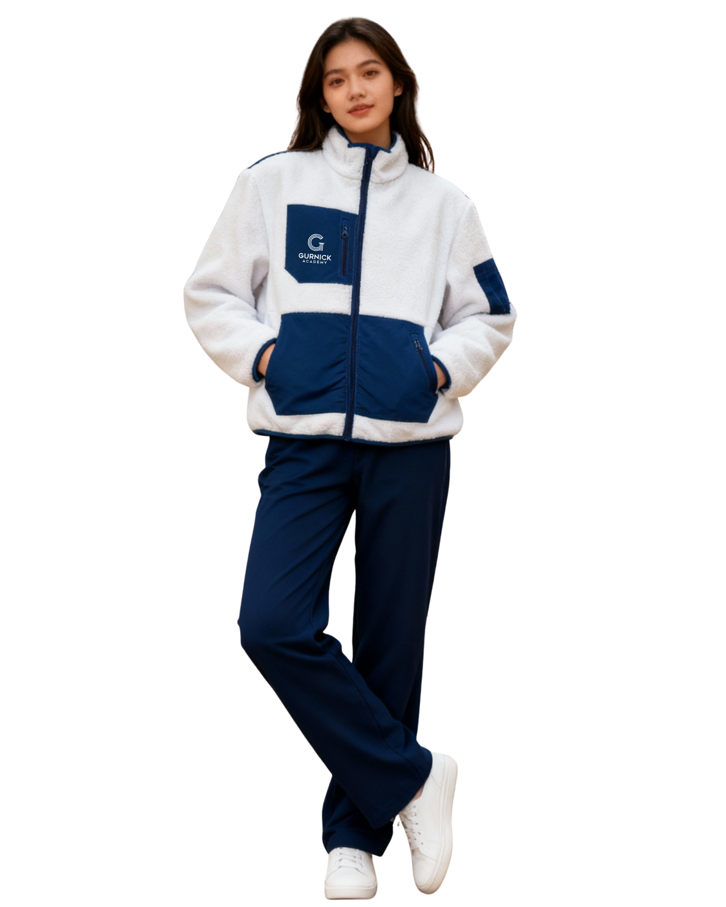 GA - White and Blue Sherpa Jacket