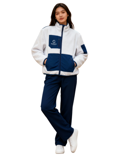 GA - White and Blue Sherpa Jacket