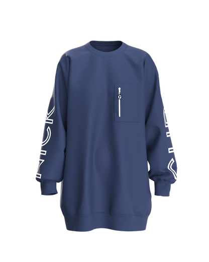 Gurnick Academy Blue Oversize Crew-neck Sweater