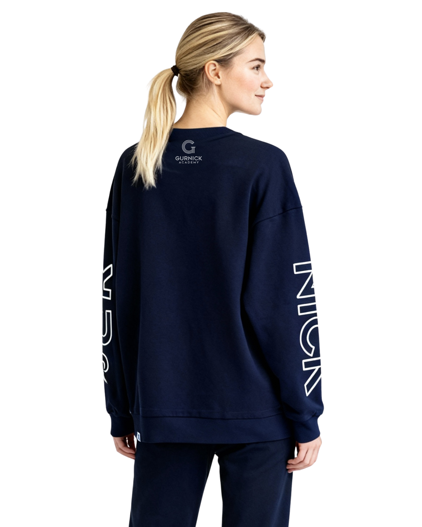 Gurnick Academy Blue Oversize Crew-neck Sweater