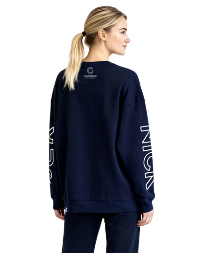 Gurnick Academy Blue Oversize Crew-neck Sweater