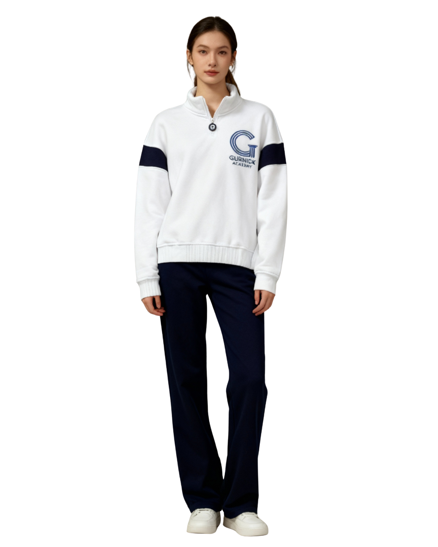 GA - White Quarter-Zip Sweatshirt