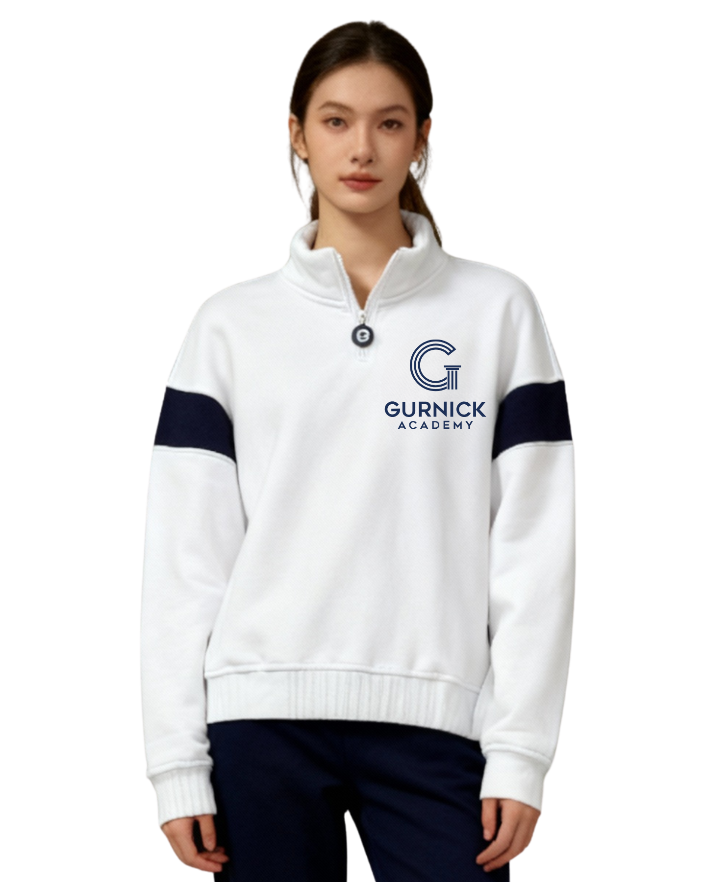 GA - White Quarter-Zip Sweatshirt