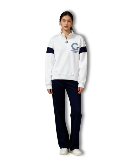 GA - White Quarter-Zip Sweatshirt