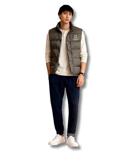 GA - Green Puffer Vest Overlayer