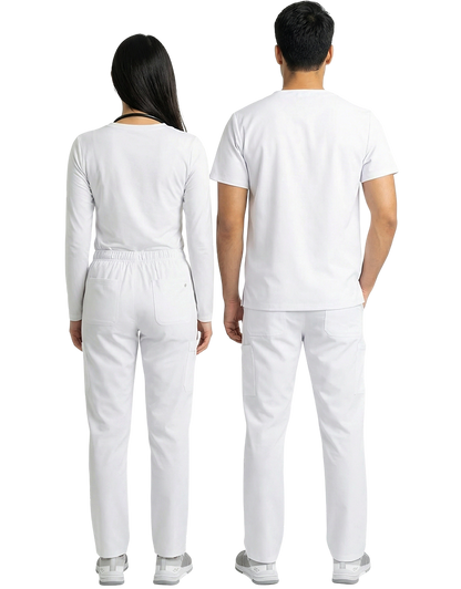 Unisex White Scrub Top