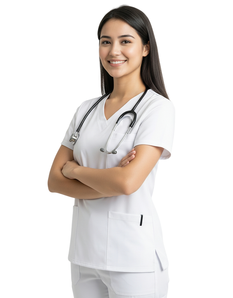 Unisex White Scrub Top