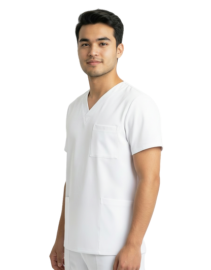 Unisex White Scrub Top