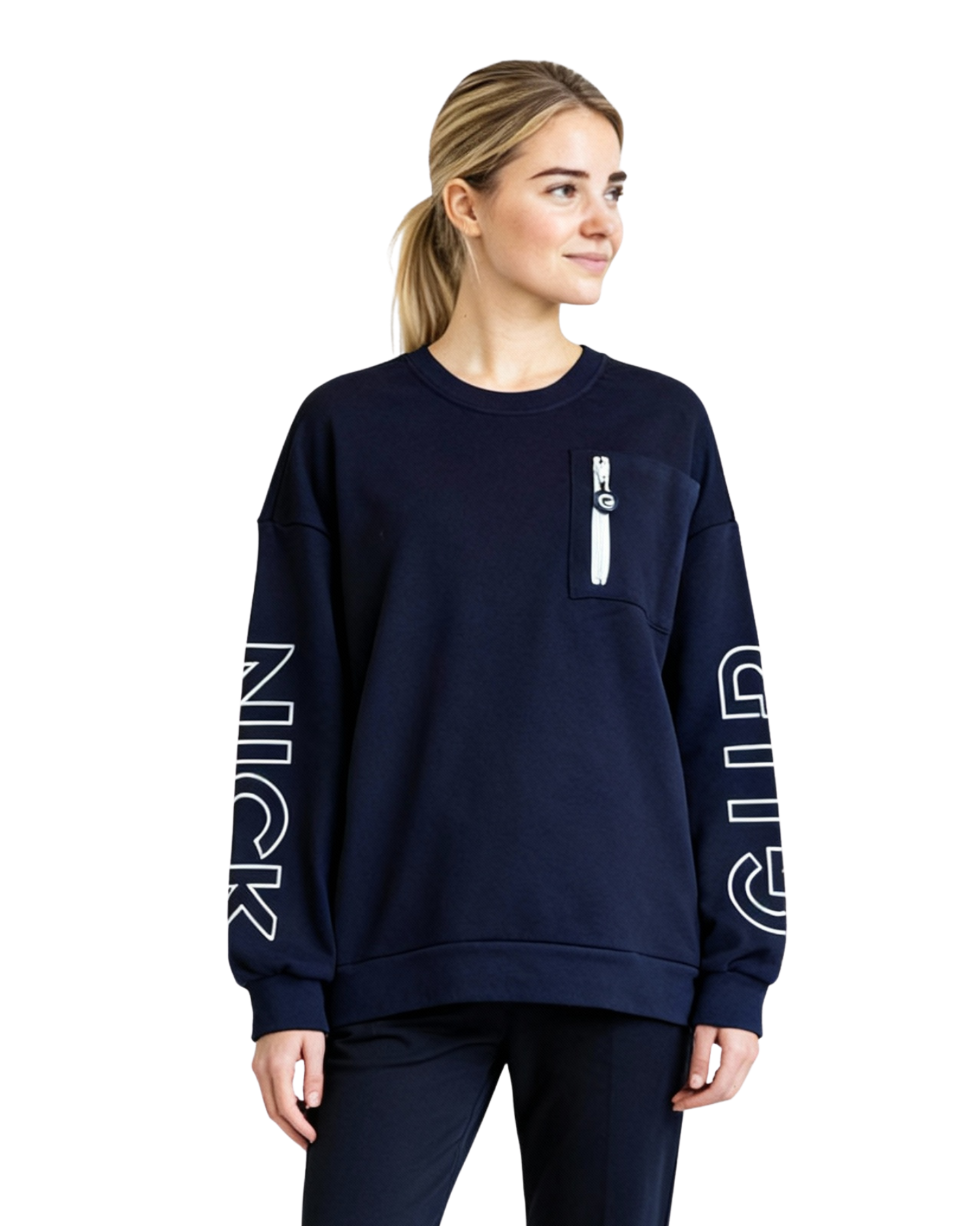 Gurnick Academy Blue Oversize Crew-neck Sweater