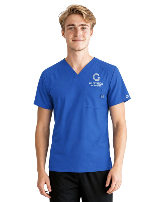 Vintage Style - Unisex Royal Blue Scrub Top
