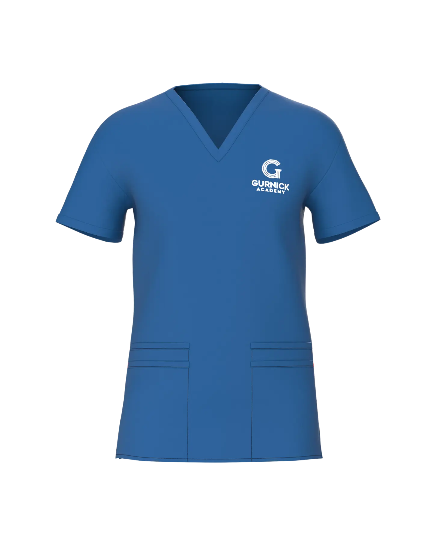 Men's V-Neck Scrub Top with Two Large Pockets - Front View