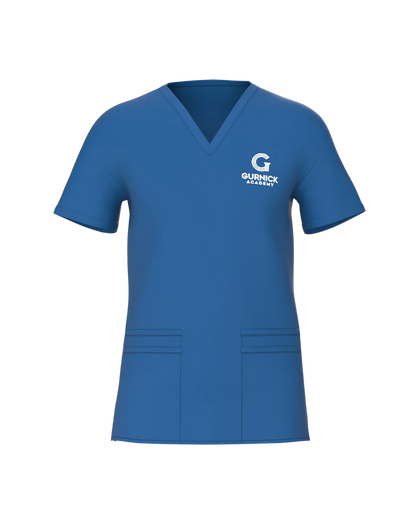 Men's V-Neck Scrub Top with Two Large Pockets - Front View