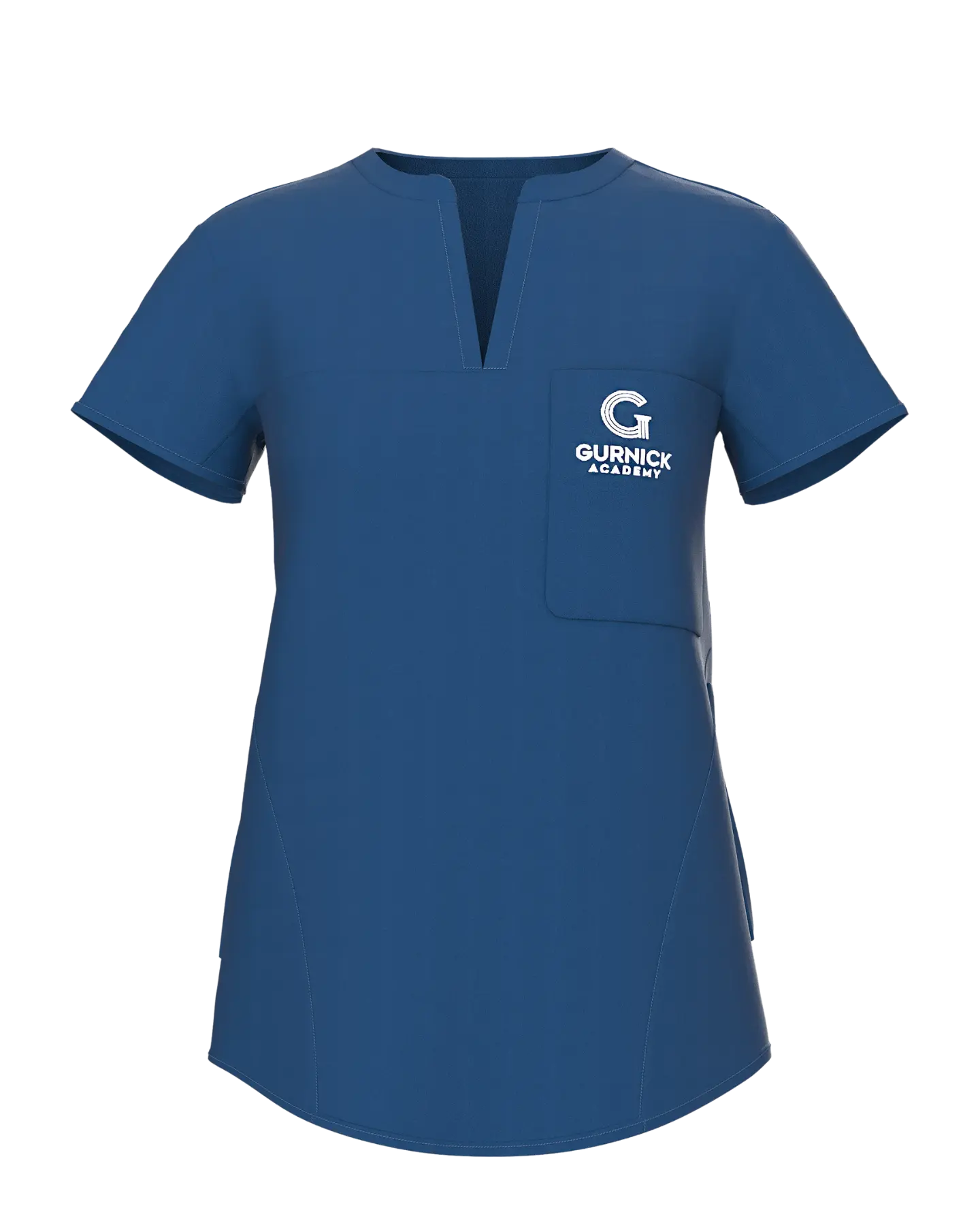 Women's Split Neck Multi-Pocket Scrub Top with Side Sllits - Front View